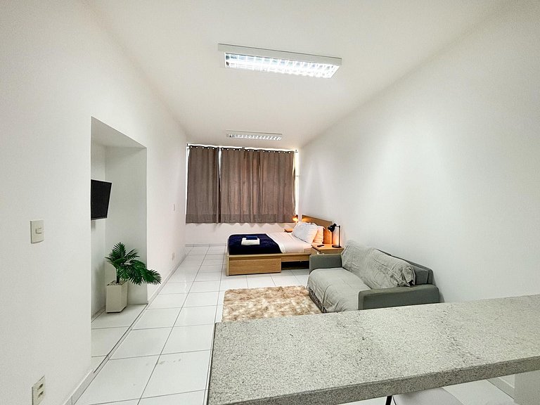 Studio a 1min. do metrô | Portaria 24h e lounge