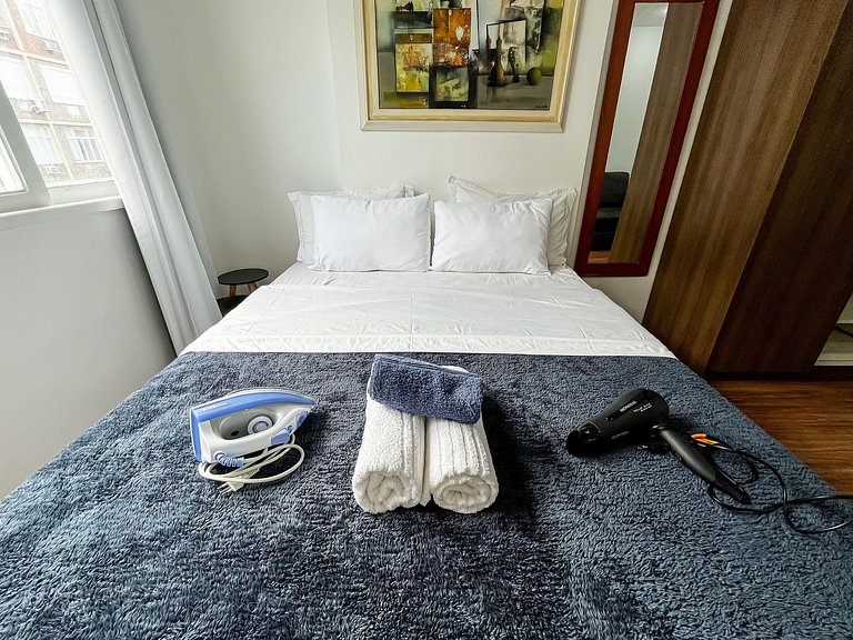 Studio próximo da Praia e Metrô com Cama Queen