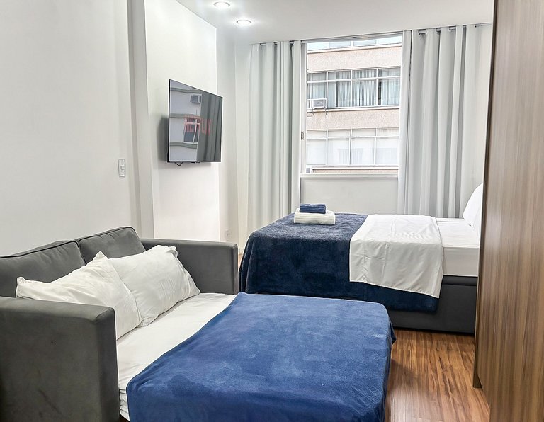 Studio próximo da Praia e Metrô com Cama Queen