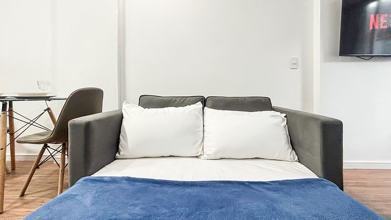 Studio próximo da Praia e Metrô com Cama Queen