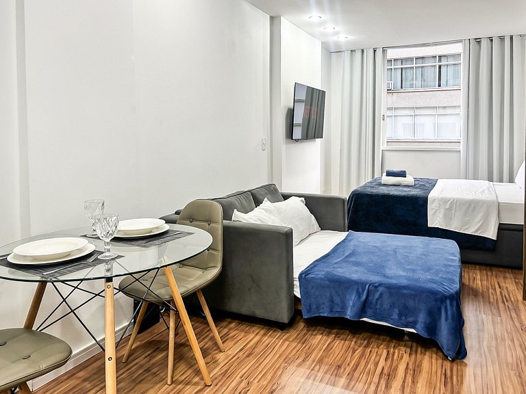 Studio próximo da Praia e Metrô com Cama Queen